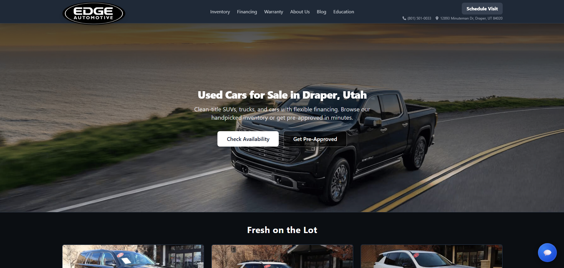 Edge Automotive UT website screenshot