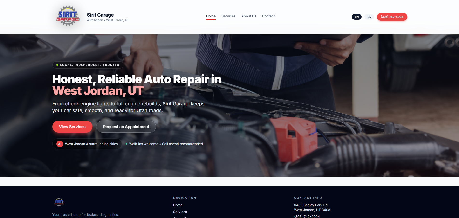 Sirit Garage website screenshot